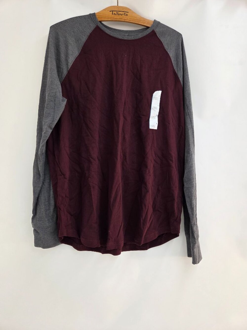 Goodfellow & Co Men's Large Long Sleeve Standard Fit Shirt Crew Neck Gray Maroon